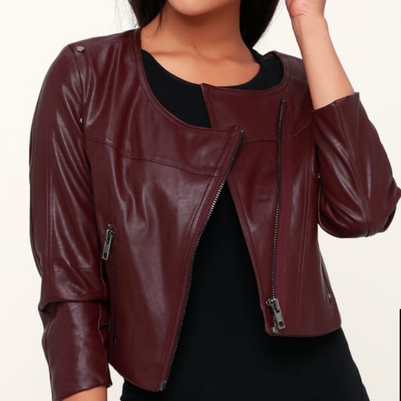 Lulus Jackets & Blazers - VEGAN LEATHER CROPPED MOTO JACKET
